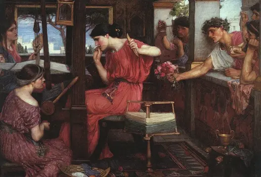 Come smettere di procrastinare: Penelope e i Proci di J. W. Waterhouse, simbolo del rinvio come gestione delle emozioni - Titolo: Penelope e i Proci (J. W. Waterhouse, 1912)