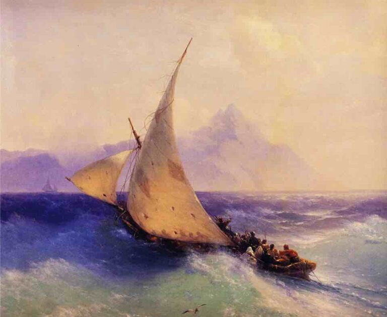 Veliero in salvataggio durante una tempesta, dipinto di Aivazovsky: metafora del decidere nell'incertezza